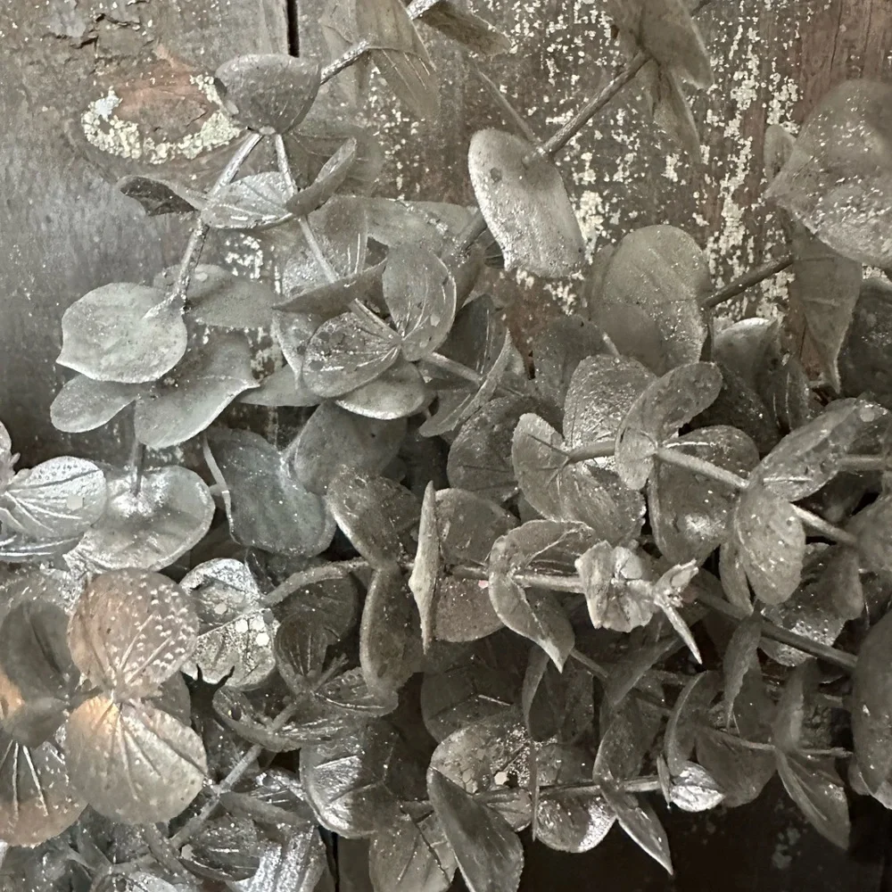 Grapevine Wreath With Silver Metallic Sparkly Eucalyptus - Picture 3 of 3